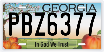 GA license plate PBZ6377