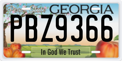 GA license plate PBZ9366