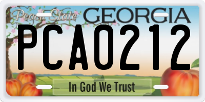 GA license plate PCA0212