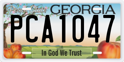 GA license plate PCA1047