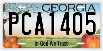 GA license plate PCA1405