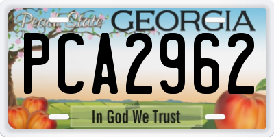 GA license plate PCA2962