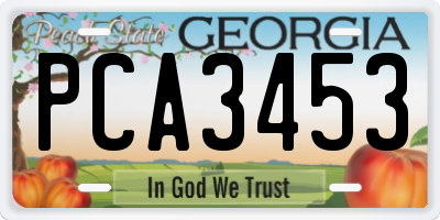 GA license plate PCA3453