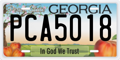 GA license plate PCA5018