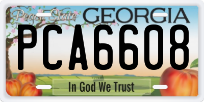 GA license plate PCA6608