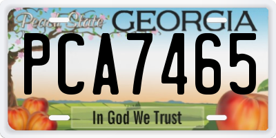 GA license plate PCA7465