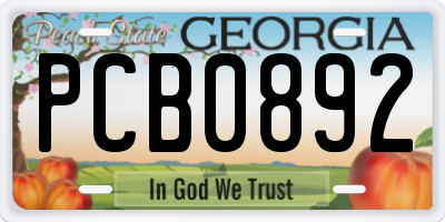 GA license plate PCB0892