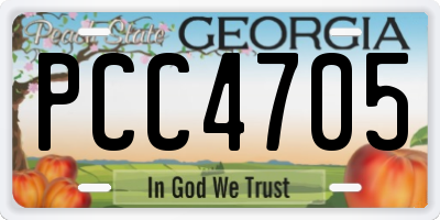 GA license plate PCC4705