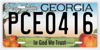 GA license plate PCE0416