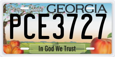 GA license plate PCE3727