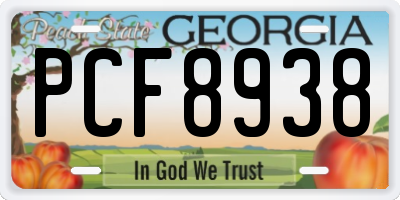 GA license plate PCF8938