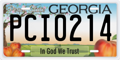 GA license plate PCI0214