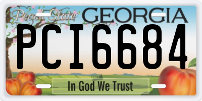 GA license plate PCI6684