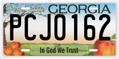 GA license plate PCJ0162