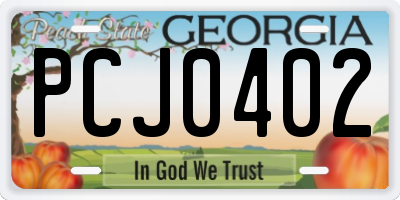 GA license plate PCJ0402