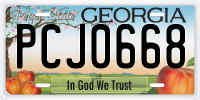 GA license plate PCJ0668