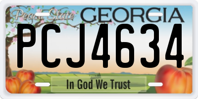 GA license plate PCJ4634