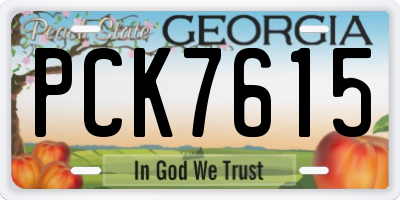 GA license plate PCK7615