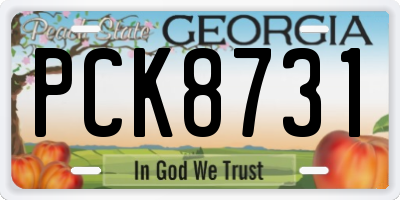 GA license plate PCK8731