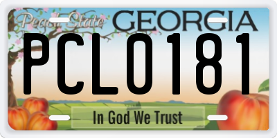 GA license plate PCL0181