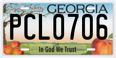 GA license plate PCL0706
