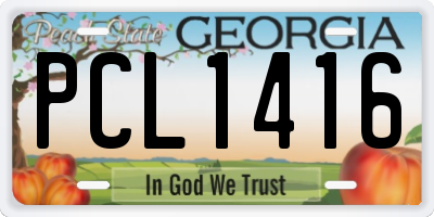 GA license plate PCL1416