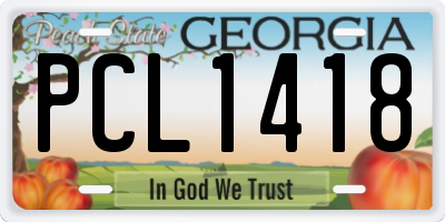 GA license plate PCL1418