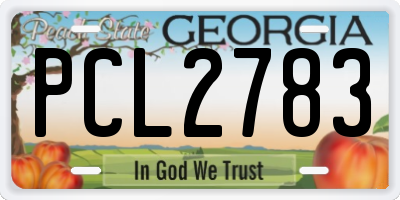 GA license plate PCL2783