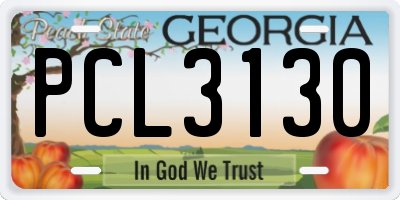 GA license plate PCL3130