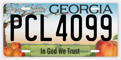 GA license plate PCL4099