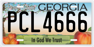 GA license plate PCL4666