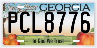 GA license plate PCL8776