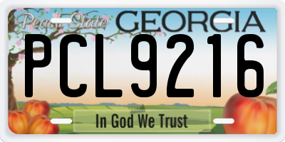 GA license plate PCL9216