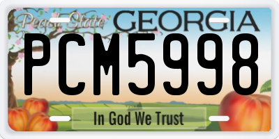 GA license plate PCM5998
