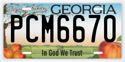 GA license plate PCM6670