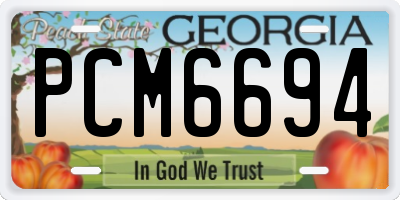 GA license plate PCM6694