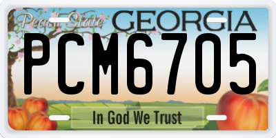 GA license plate PCM6705