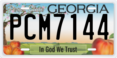 GA license plate PCM7144