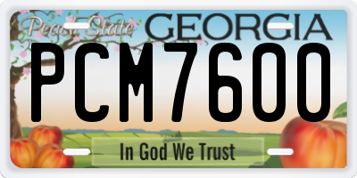GA license plate PCM7600