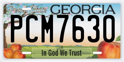 GA license plate PCM7630