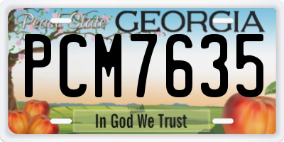GA license plate PCM7635
