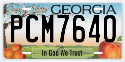 GA license plate PCM7640