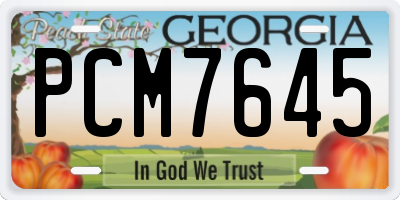 GA license plate PCM7645