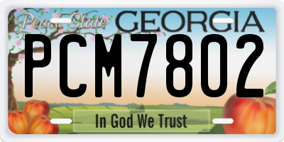 GA license plate PCM7802