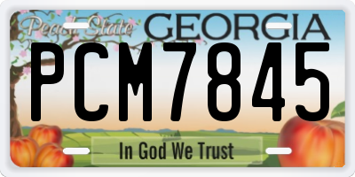 GA license plate PCM7845