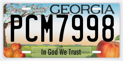 GA license plate PCM7998
