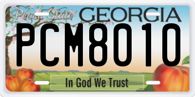 GA license plate PCM8010