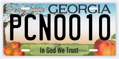 GA license plate PCN0010