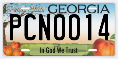 GA license plate PCN0014