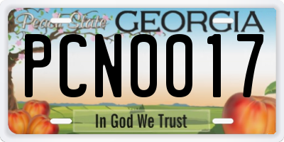 GA license plate PCN0017